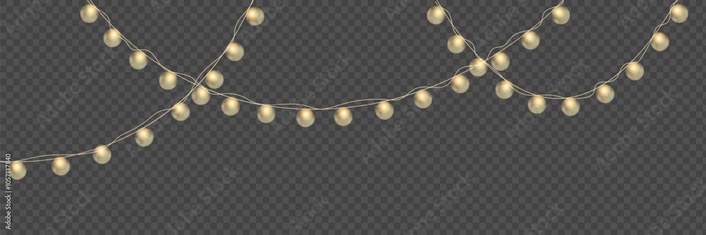 Festive Christmas light glowing garland string on dark background. Festive Christmas light glowing garland string on dark background.