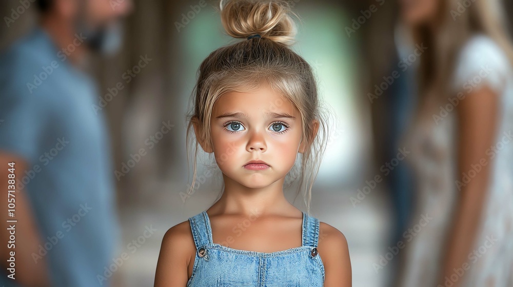 custom made wallpaper toronto digitalA thoughtful young girl stands alone amidst blurred figures in a soft focus background.