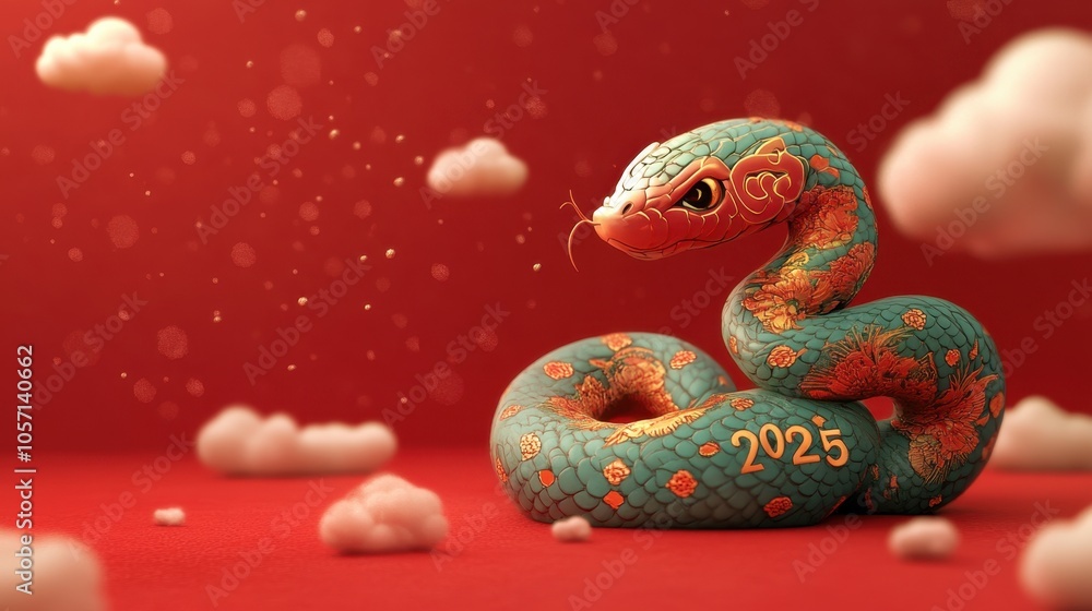Obraz premium 2025 New Year Snake New Year poster background