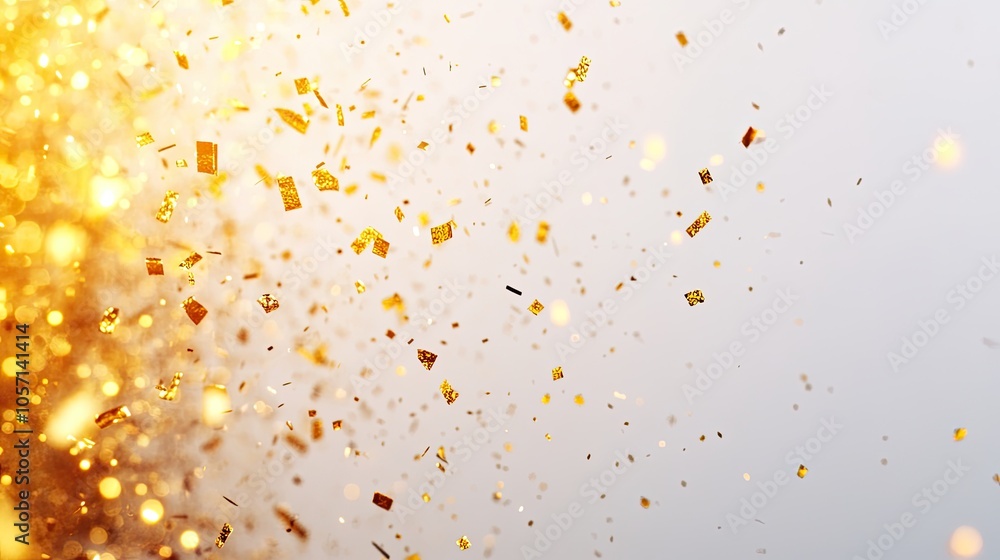 Golden Confetti Explosion with Sparkling Bokeh Lights Creating a Festive and Celebratory Atmosphere for Parties and Special Occasions Golden Confetti Explosion with Sparkling Bokeh Lights Creating a Festive and Celebratory Atmosphere for Parties and Special Occasions