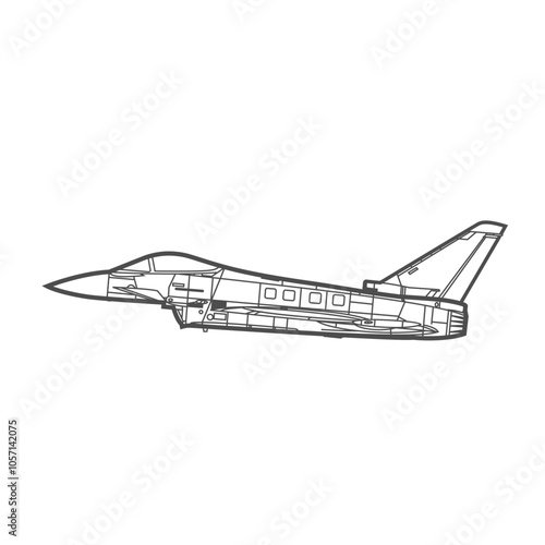 Eurofighter Typhoon fighter jet, side view, air force icon.