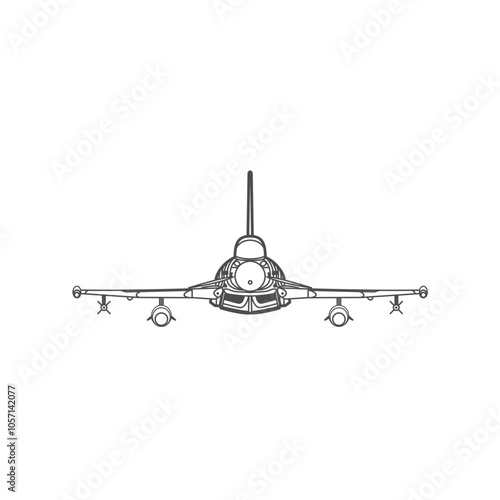 Eurofighter Typhoon fighter jet, front view, air force icon.