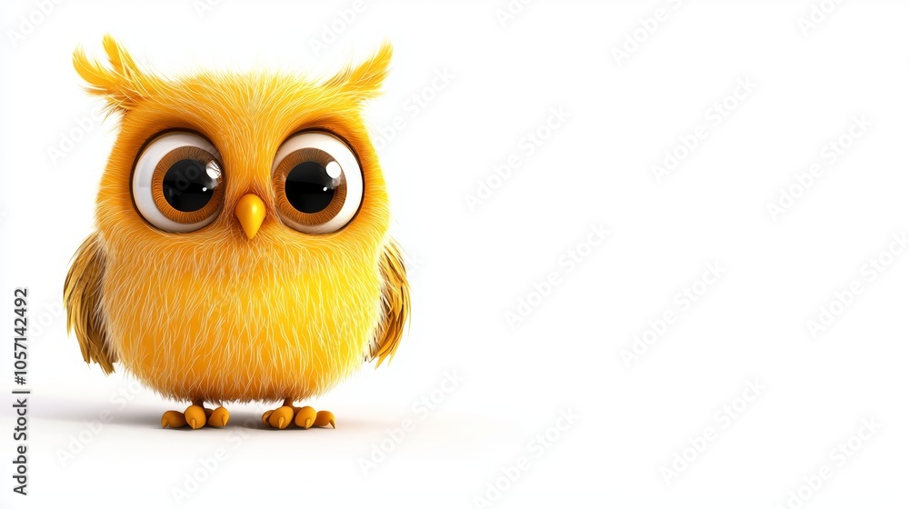 Obraz premium Adorable Baby Owl with Big Eyes and Fluffy Feathers