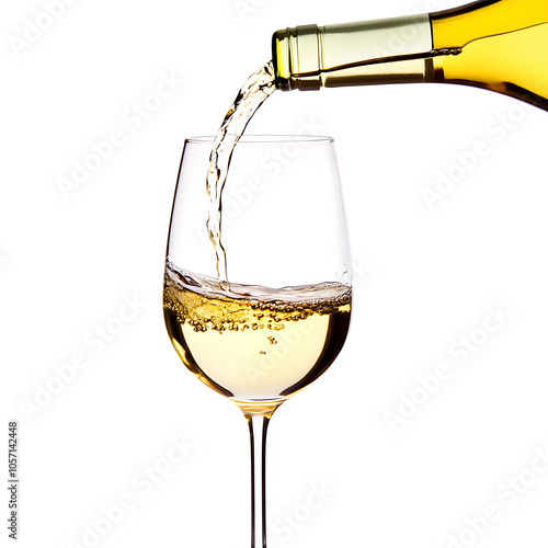 Refreshing White Wine Cascade into Crystal Wine Glass