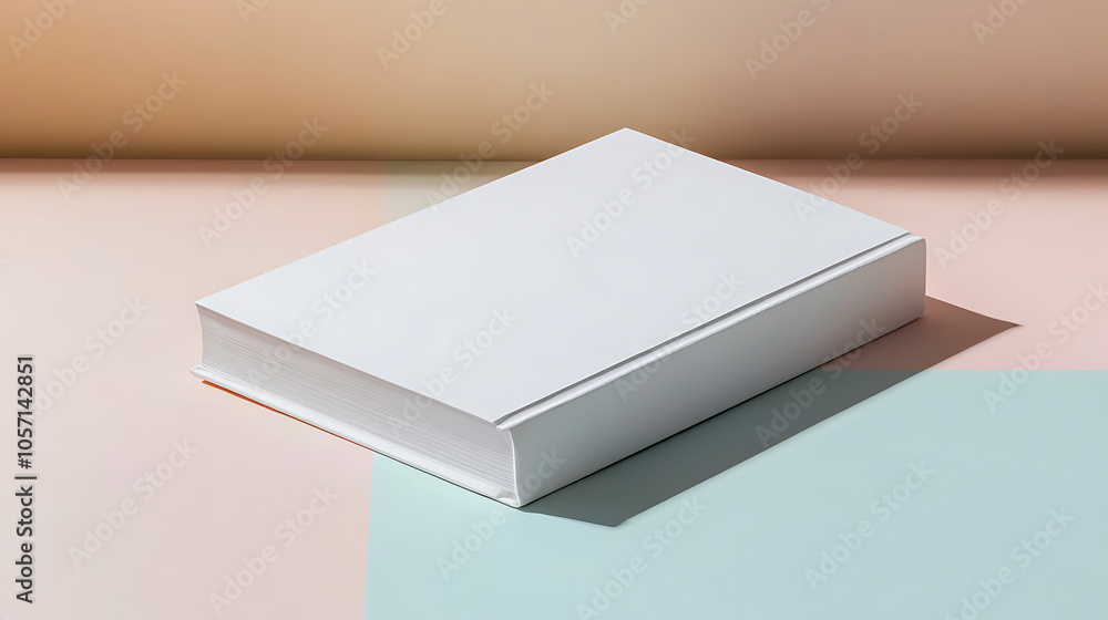 Minimalistic White Book on Soft Pastel Background Minimalistic White Book on Soft Pastel Background