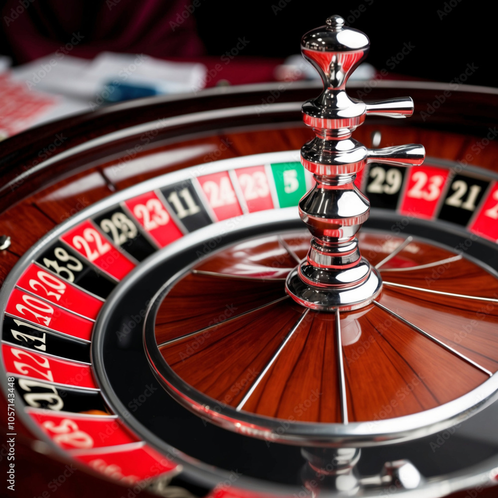 Spinning Roulette Wheel with Ball in Focus Spinning Roulette Wheel with Ball in Focus