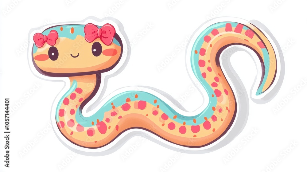 Fototapeta premium Cute cartoon snake illustration sticker