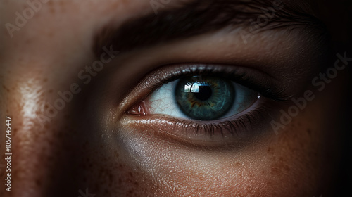 Close up of a Human Eye Showcasing Intricate Details and Reflections in Natural Light