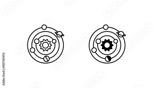 Solar System icon design with white background stock illustration