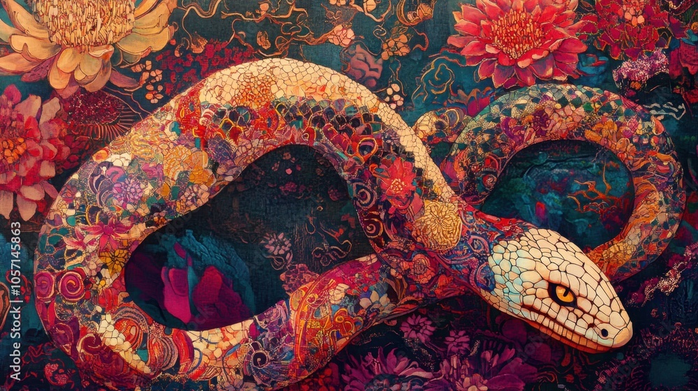 Flower Splendid Snake Material Background Flower Splendid Snake Material Background