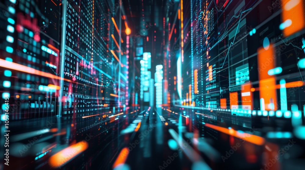 Abstract digital data flow with futuristic graphics Abstract digital data flow with futuristic graphics