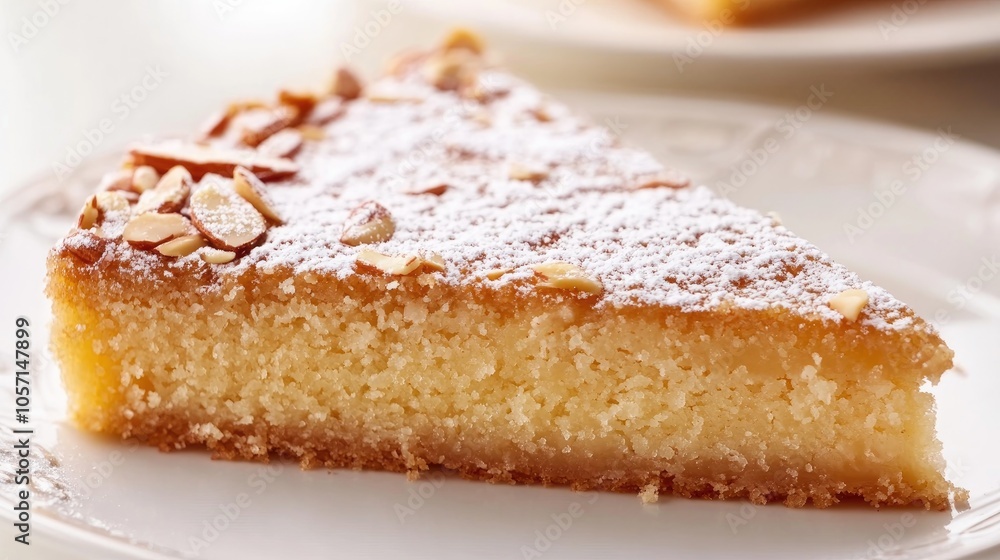 Almond coated flat cake with a sweet sugar glaze Almond coated flat cake with a sweet sugar glaze