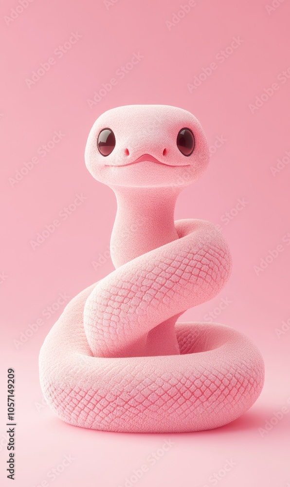 Fototapeta premium 3D cartoon Year of the Snake pink snake image background