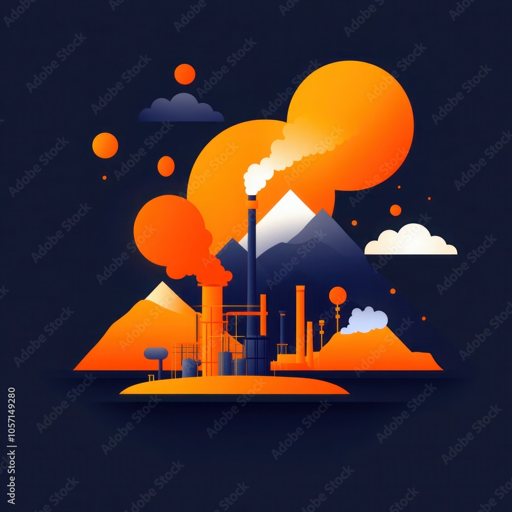 Obraz premium Nonrenewable Energy Industry Flat Vector Illustration
