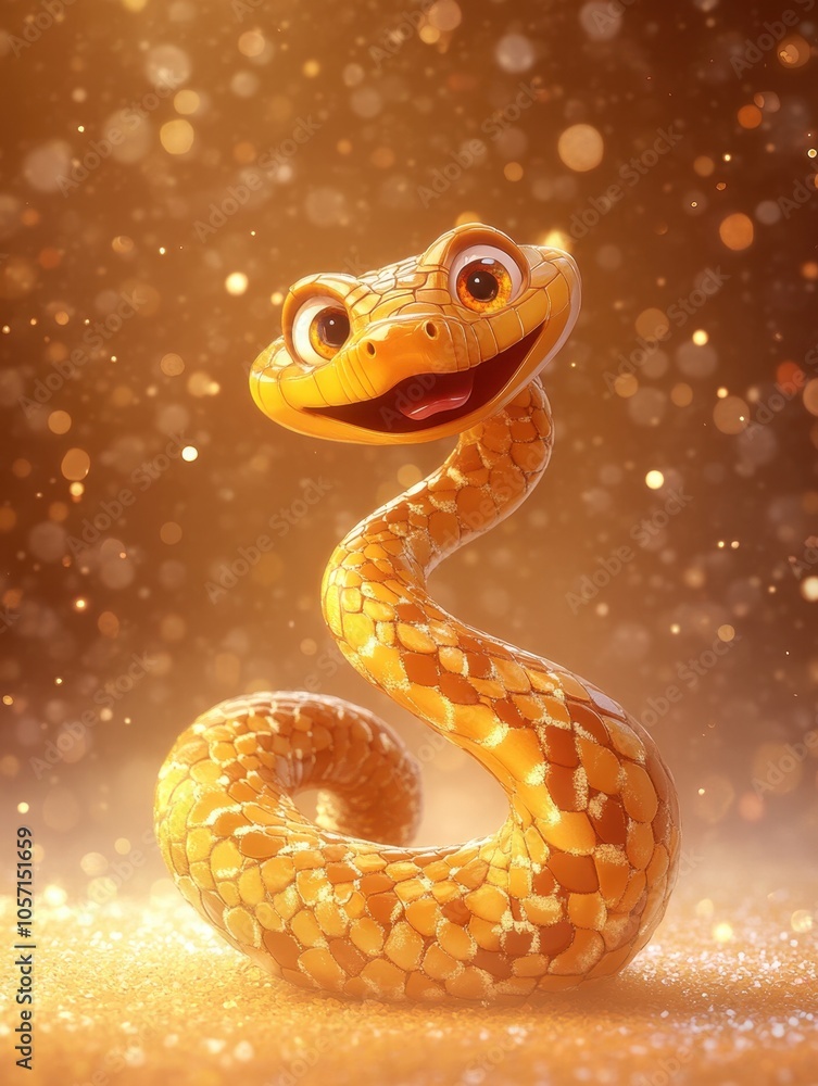 Fototapeta premium Smiling Year of the Snake Cartoon