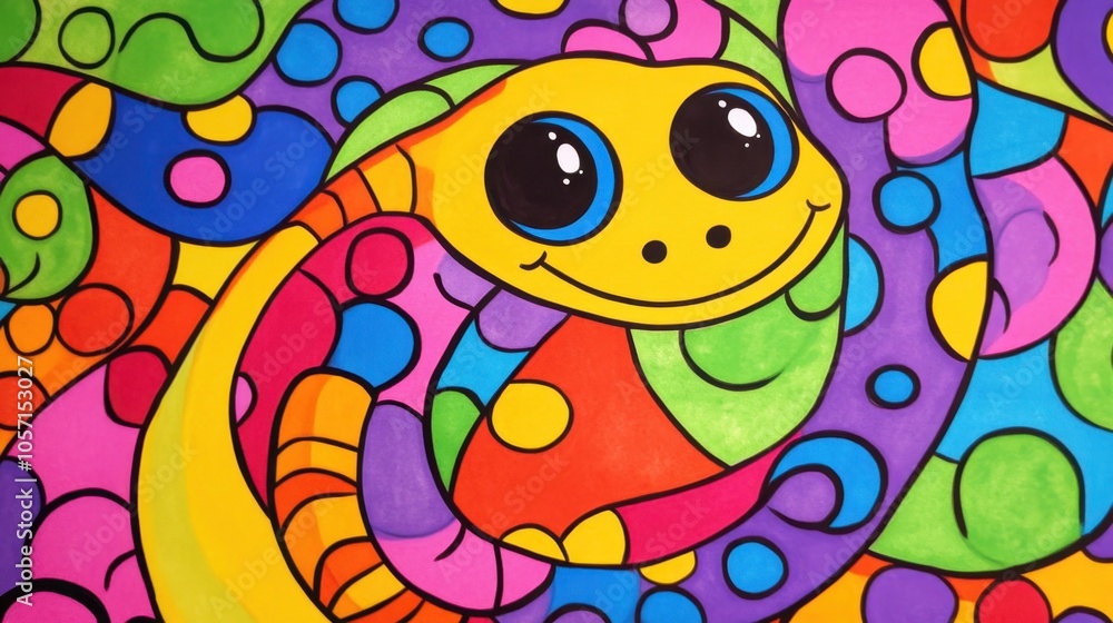 Fototapeta premium The Happy Snake in Abstract Art