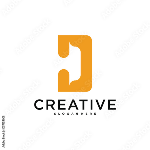 Initial letter D logo, abstract concept design. Premium Vector