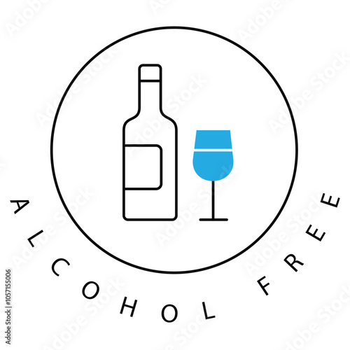 No Drinking Alcohol-Free Wine Vector Icon Design