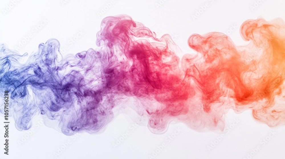 Fototapeta premium A colorful smoke trail with purple, orange, and blue colors