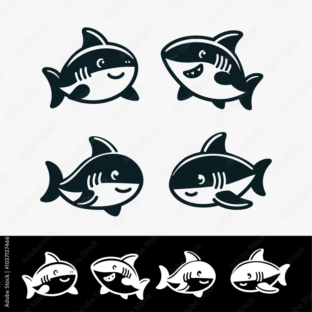 ICON SHARK silhouette vector black and white ICON SHARK silhouette vector black and white