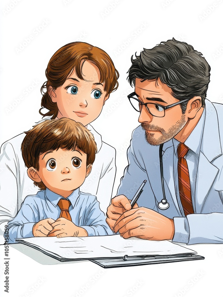 Family Discussing Health Insurance with Doctor Family Discussing Health Insurance with Doctor