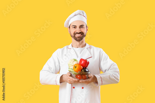 Handsome bearded chef with ...