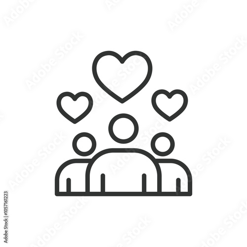 Empathy Community icon in line design. Empathy, community, connection, compassion, support, kindness, unity on white background vector. Empathy Community editable stroke icon