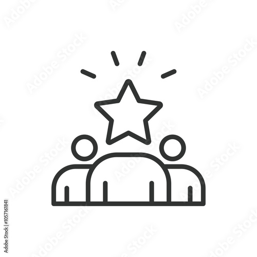 Frontman, in line design. Frontman, leader, spokesperson, representative, face, speaker, figurehead on white background vector. Frontman editable stroke icon