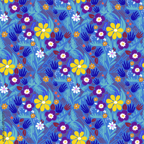 Flowers seamless pattern with nature elements for fashion, fabric, wallpaper, background, print, card, wrap with its elegant, ornate, beautiful and stylish design. Vector and illustration.