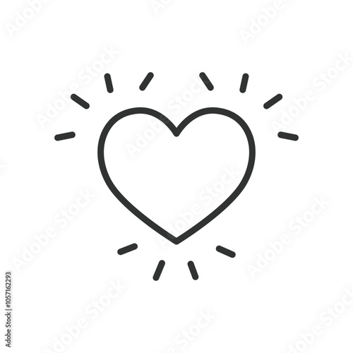 Shine heart, in line design. Shine, heart, love, glow, light, sparkle, emotion on white background vector. Shine heart editable stroke icon