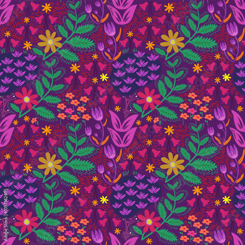 Flowers seamless pattern with nature elements for fashion, fabric, wallpaper, background, print, card, wrap with its elegant, ornate, beautiful and stylish design. Vector and illustration.