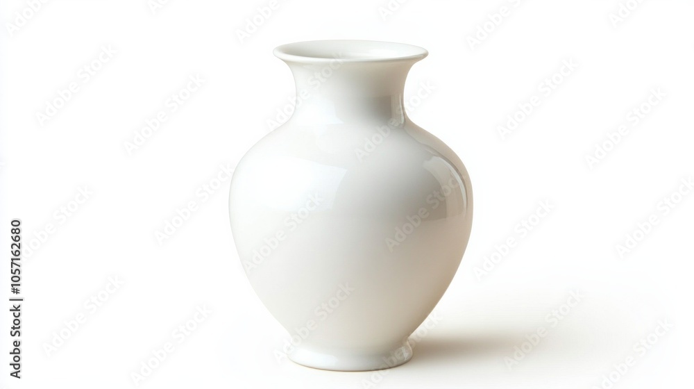 A white vase is sitting on a white background A white vase is sitting on a white background