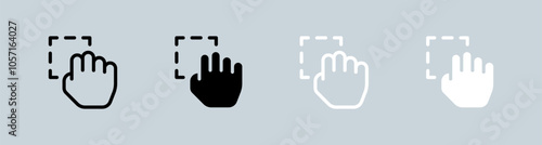 Drag icon set in black and white. Cursor signs vector illustration.