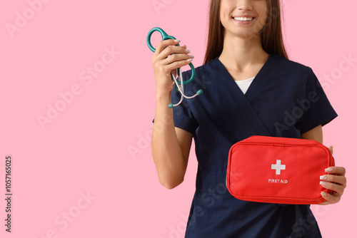 Young female doctor with st...