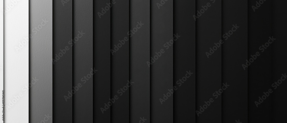 A series of vertical black and white panels creating a contrast, showcasing a minimalist design with varying textures. A series of vertical black and white panels creating a contrast, showcasing a minimalist design with varying textures.