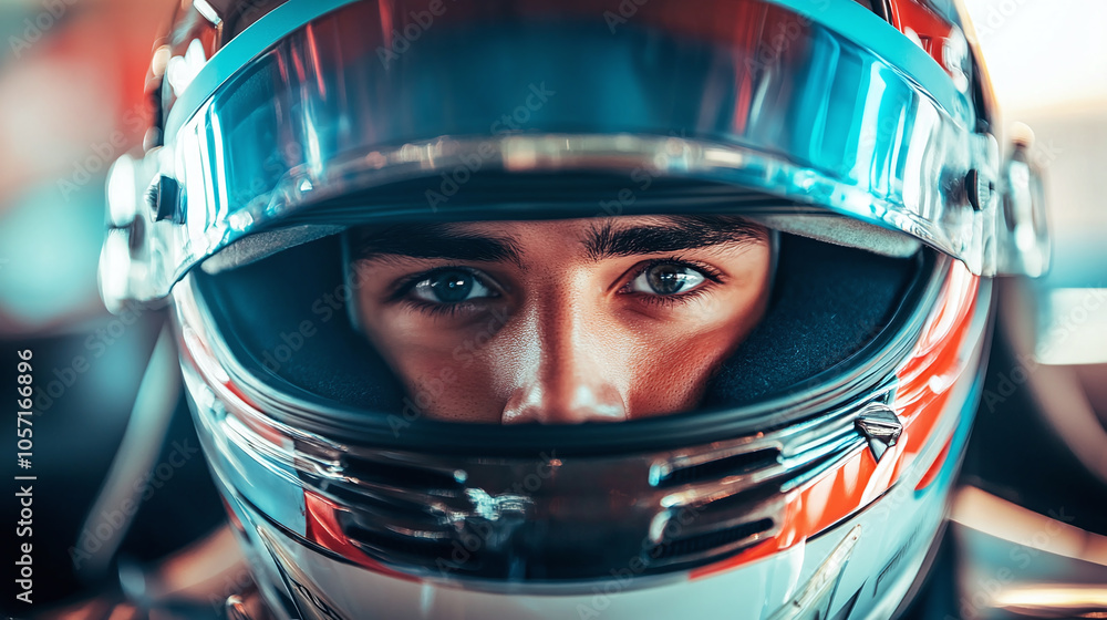 F1 driver in full gear, intense expression, ready to race F1 driver in full gear, intense expression, ready to race