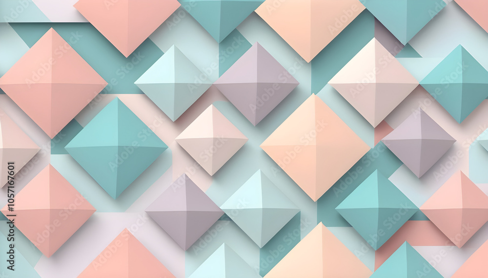 Pastel geometric pattern with 3D effects, soft and trendy abstract design.AI Generated Pastel geometric pattern with 3D effects, soft and trendy abstract design.AI Generated