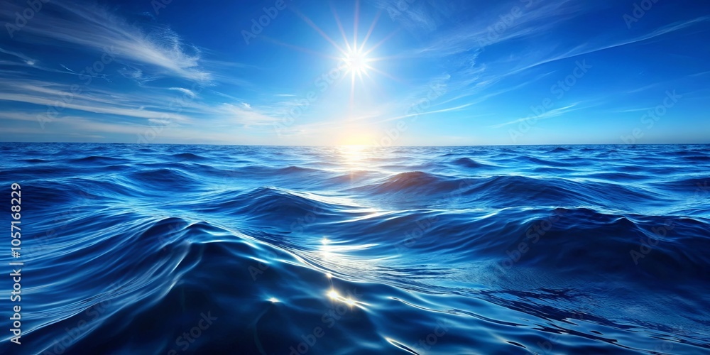 Obraz premium A radiant sun casting its golden rays upon the vast expanse of the ocean, creating a breathtaking spectacle of light and shadow on the undulating waves.
