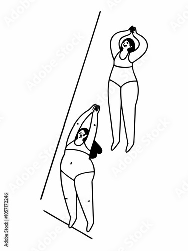 Body positive minimalistic girls illustration