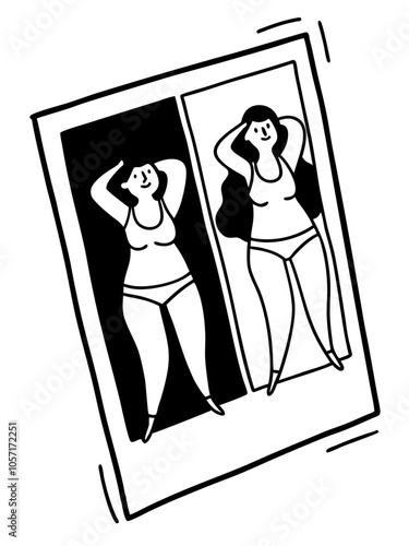 Body positive minimalistic girls illustration