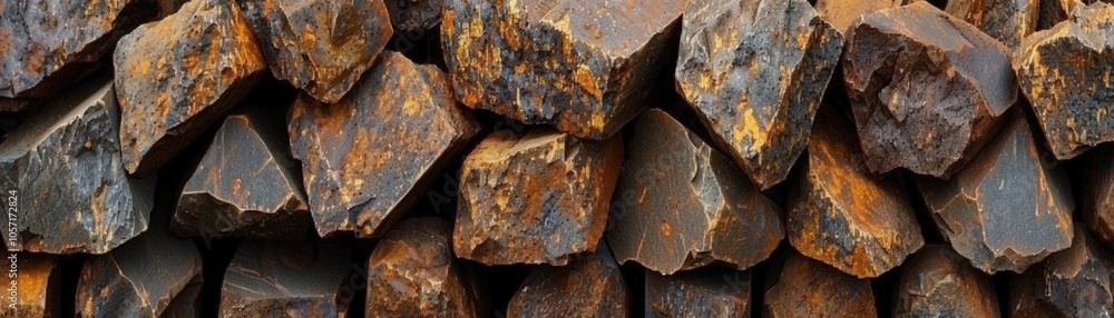 A pile of rocks with a lot of rust on them A pile of rocks with a lot of rust on them