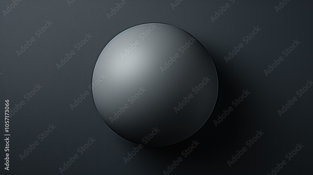 A smooth, dark gray sphere casting a subtle shadow on a matching background.