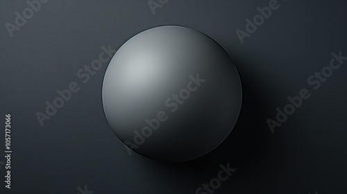 A smooth, dark gray sphere casting a subtle shadow on a matching background.