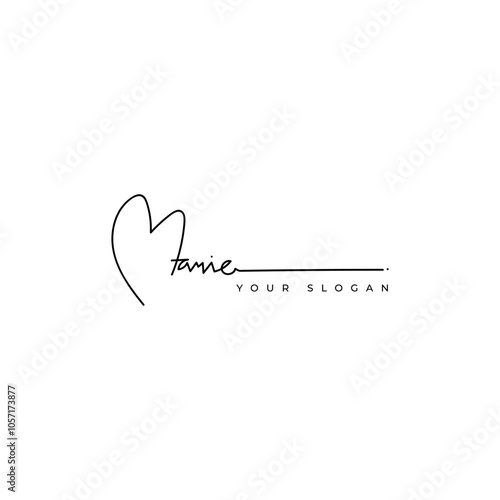 Marie name signature logo vector design