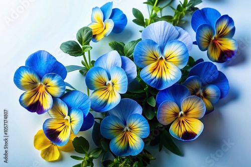 Wallpaper Mural Spring Pansy Silhouette Photography - Blue and Yellow Floral Design for Products and Social Media Torontodigital.ca