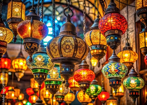 Wallpaper Mural Stunning Architectural Photography of Illuminated Lanterns Hanging from a Ceiling in a Cozy Setting Torontodigital.ca