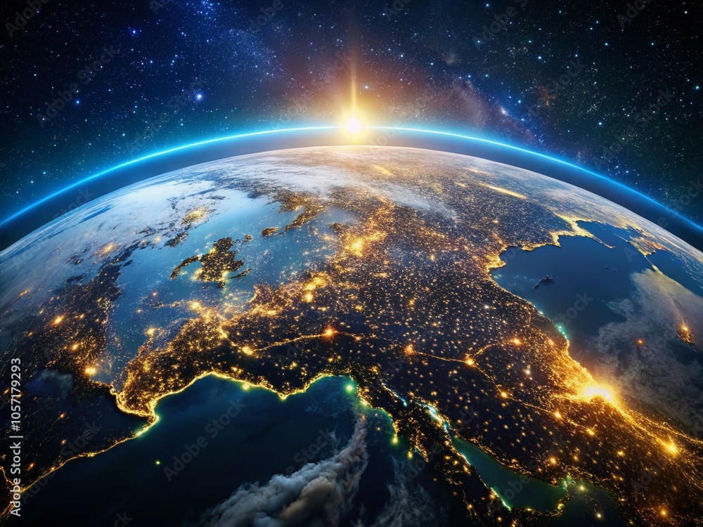 Stunning Earth Orbit Night City Lights from Space - High Dynamic Range Photography Stunning Earth Orbit Night City Lights from Space - High Dynamic Range Photography