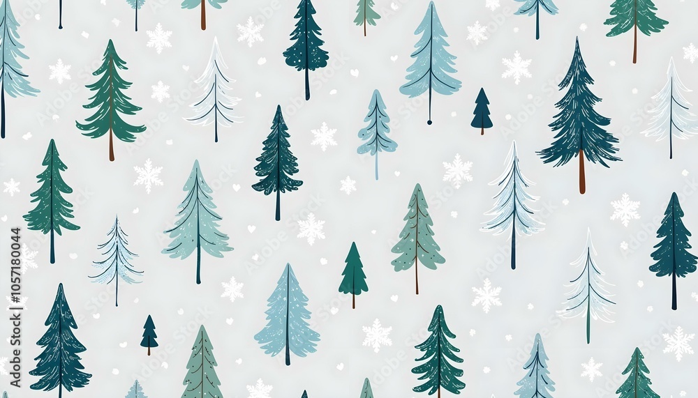 Obraz premium Christmas trees seamless pattern