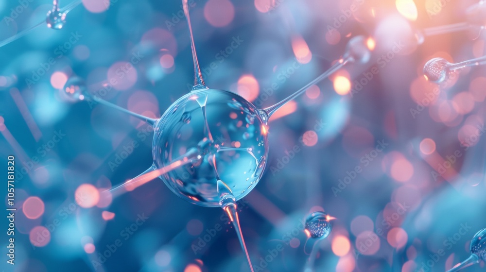 Molecular structure with glowing connections Molecular structure with glowing connections