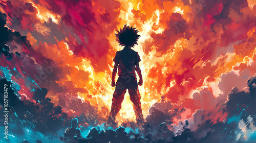 Wallpaper Mural Epic Shonen Anime Hero in Action: Bold, Dynamic Manga Illustration Torontodigital.ca